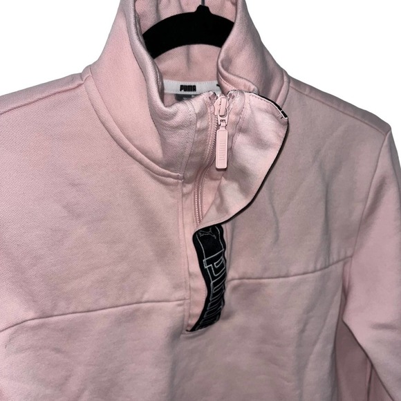 Puma Pathfinder Half Zip Women’s Crop Logo Sweatshirt in Blush Pink | Sz Small - Picture 2 of 5